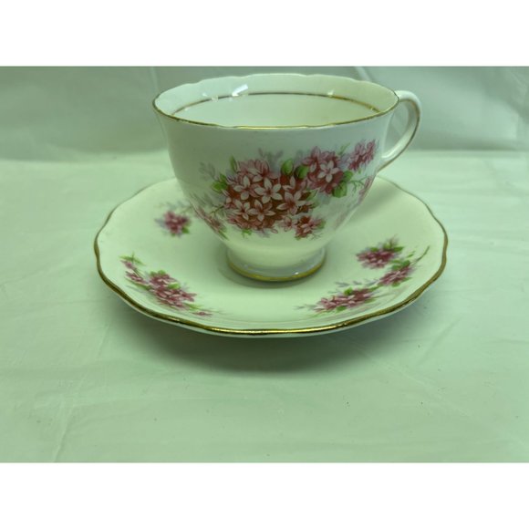 Colclough Teacup Saucer Set Fine Bone China England Pink Floral - Picture 1 of 5